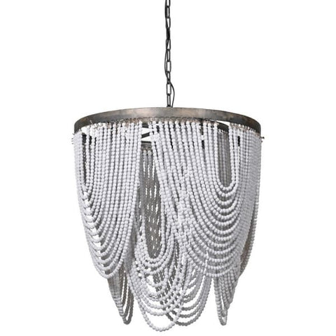 Whitewash Wooden Bead Ceiling Light