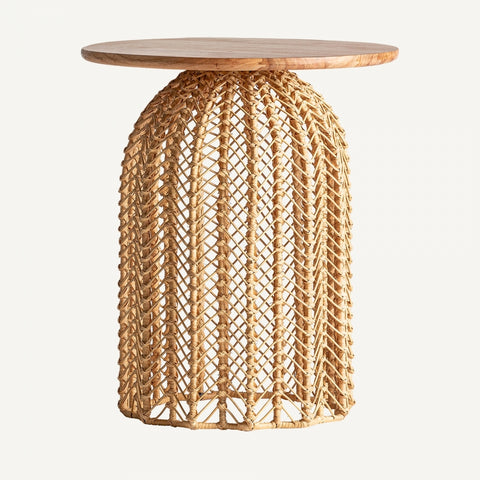 Plissé Rattan Side Table